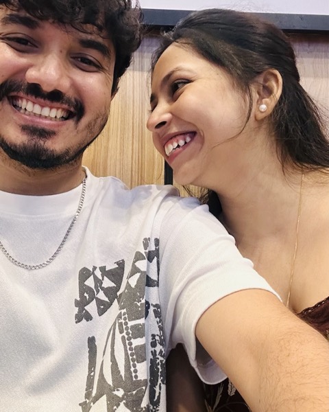 A close selfie of the two of us smiling at each other