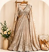 Champagne embellished designer saree